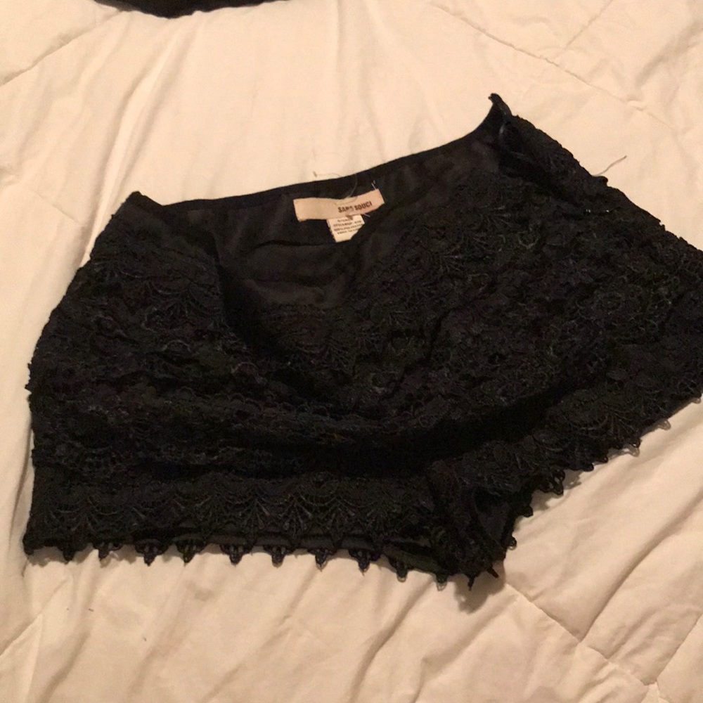 Small black San souci lace short shorts -beach